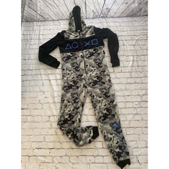 PlayStation Grey Camo Print Controller Symbols All In One Jumpsuit Unisex 13-14 - Picture 16 of 16